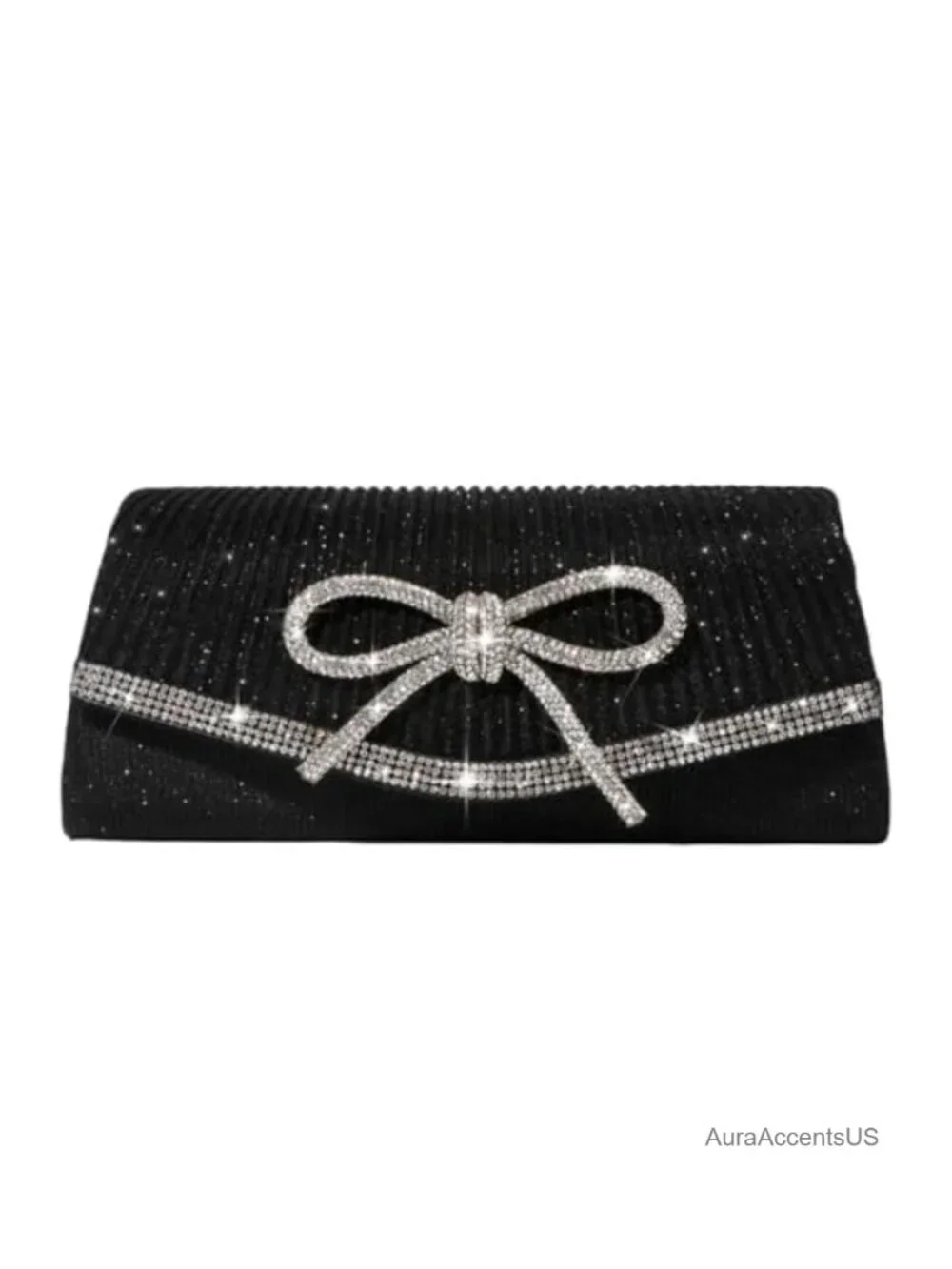 Sparkly Rhinestone Bow Evening Clutch Purse Wedding Party Bag Crossbody Chain
